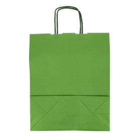 Torby Papierowe Zielone z Uchwytami 100g/m² 25+11x31cm (25 Sztuk)