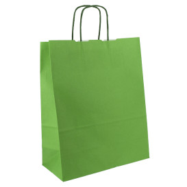 Torby Papierowe Zielone z Uchwytami 100g/m² 25+11x31cm (25 Sztuk)