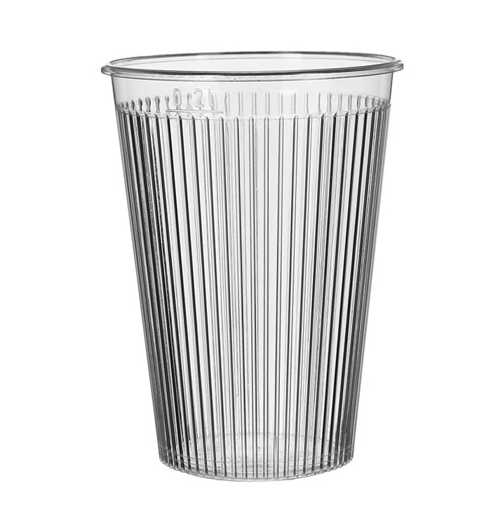 Kubki "Ribbed" PS Przezroczyste 200 ml (25 Sztuk)