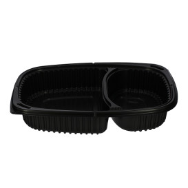 Pojemniki Prostokątny PP Czarni 2C 1250ml 255x189x45mm (40 Sztuk)