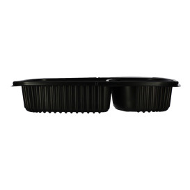 Pojemniki Prostokątny PP Czarni 2C 1250ml 255x189x45mm (40 Sztuk)