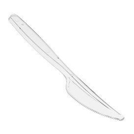 Nóż plastikowy PS Wielokrotnego użytku Przezroczysty 18cm (50 Sztuk)