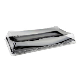 Tacki Plastikowe Czarni z Pokrywką PET 12x22cm (120 Sztuk)