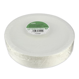 Talerz Papierowe Okrągłe Tłuszczoodporny Białe Ø22cm 220g/m² (50 Sztuk)