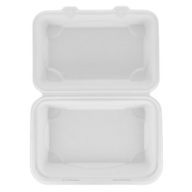 Sugarcane Hinged Container White 23x15x7,5cm (250 Units)