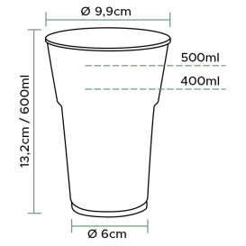Wielokrotnego użytku Kubki PS "Diamant" Szkło 600ml (25 Sztuk)