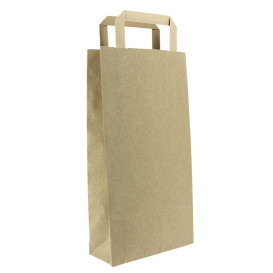 Torby Papierowe Kraft na Butelki z Uchwytami 19+8x38cm (250 Sztuk)