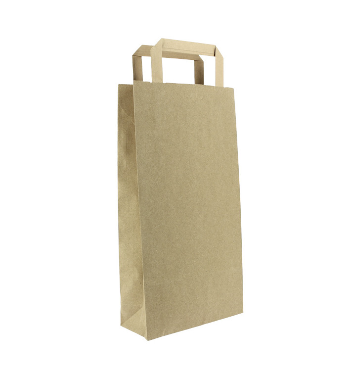 Torby Papierowe Kraft na Butelki z Uchwytami 19+8x38cm (250 Sztuk)