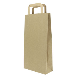 Torby Papierowe Kraft na Butelki z Uchwytami 19+8x38cm (50 Sztuk)
