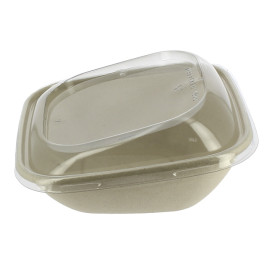Pojemniki Trzciny Cukrowej z Pokrywką 750ml 190x190x80mm (90 Sztuk)