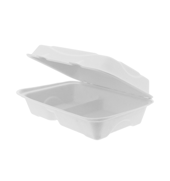 Sugarcane Hinged Container White 2C 23x15x7,5cm (250 Units) Sugarcane Hinged Container White 2C 23x15x7,5cm (250 Units)