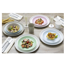 Talerz Plastikowe Płaski Białe Durable PP Mineral Ø23,5cm (6 Sztuk)