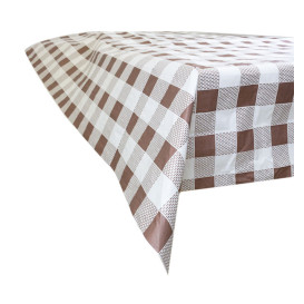 Pre-Cut Paper Tablecloth Brown Checkers 40g 1x1m (400 Units) 