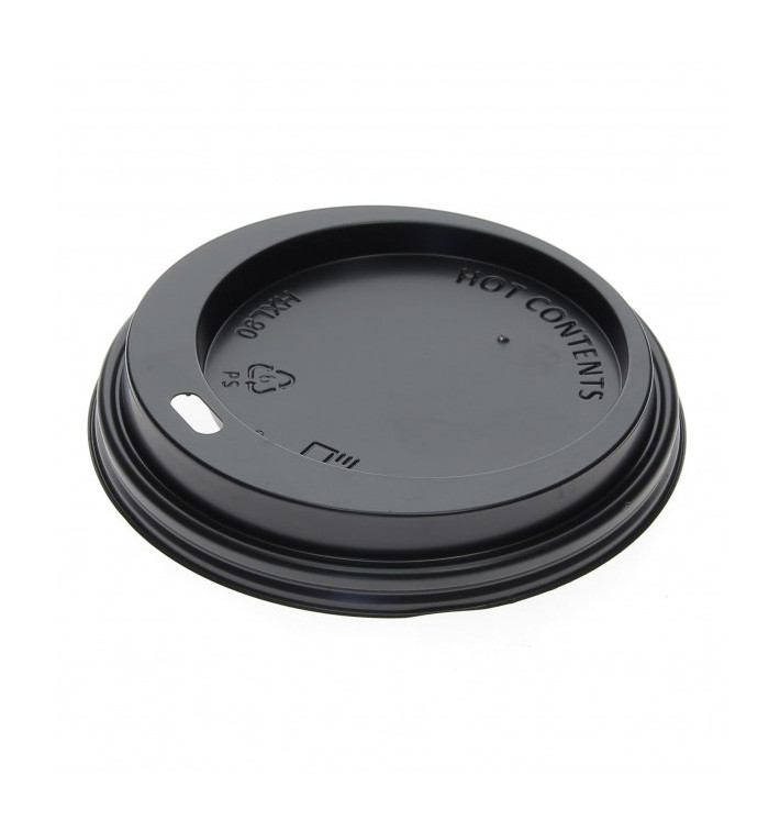 Wieczko z Otworem Czarni Kubki Kartonowe 8, 9, 12 Oz Ø8,0cm (100 Sztuk) Wieczko z Otworem Czarni Kubki Kartonowe 8, 9, 12 Oz Ø8,0cm (100 Sztuk)