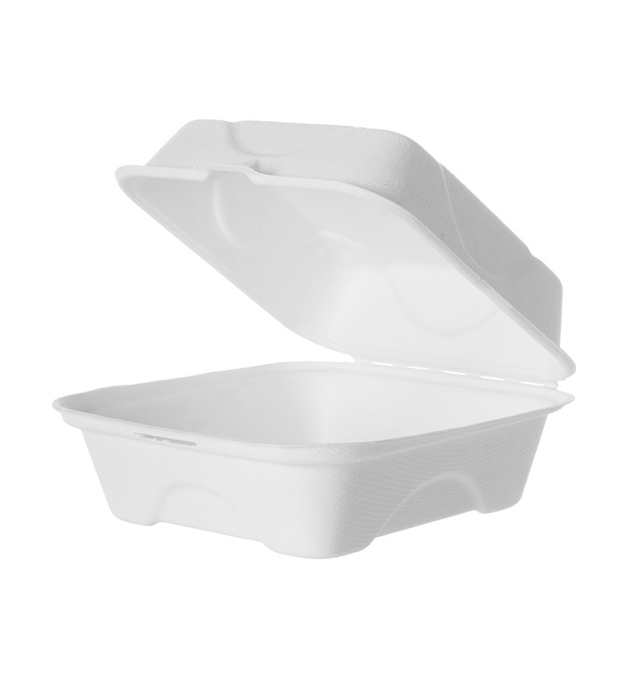 Pudełka na Burgeri Trzciny Cukrowej Białe 150x150x80mm (50 Sztuk) Pudełka na Burgeri Trzciny Cukrowej Białe 150x150x80mm (50 Sztuk)