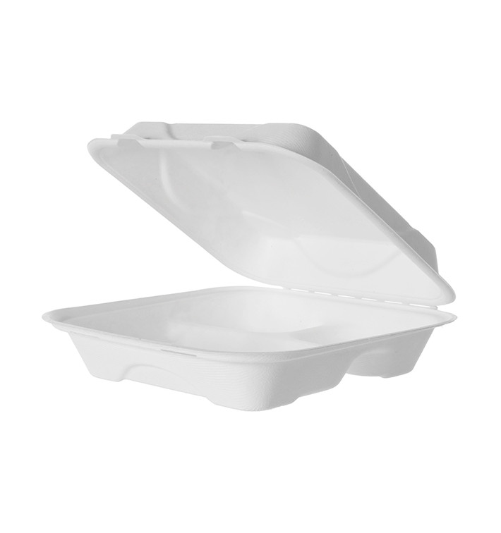 Pojemniki Zawiasie Trzciny Cukrowej 3C 23x23x7,5cm (50 Sztuk) Pojemniki Zawiasie Trzciny Cukrowej 3C 23x23x7,5cm (50 Sztuk)