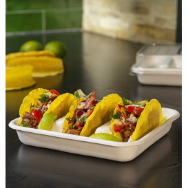 Pojemnik na Tacos z Trzciny Cukrowej Biały 18,5x18,5cm (50 sztuk)