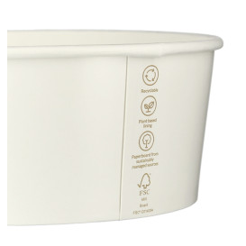 Miska Sałatkowa Papierowe Odnawialne Białe 775ml Ø15cm (45 Sztuk)