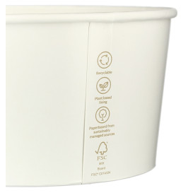 Miska Sałatkowa Papierowe Odnawialne Białe 1030ml Ø15,1cm (360 Sztuk)