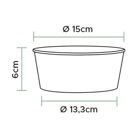 Miska Sałatkowa Papierowe Odnawialne Białe 775ml Ø15cm (45 Sztuk)