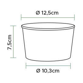 Miska Sałatkowa Papierowe Odnawialne Białe 635ml Ø12,5cm (45 Sztuk)