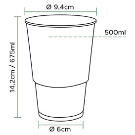 Kubki Plastikowe PP Przezroczyste 615ml (50 Sztuk)