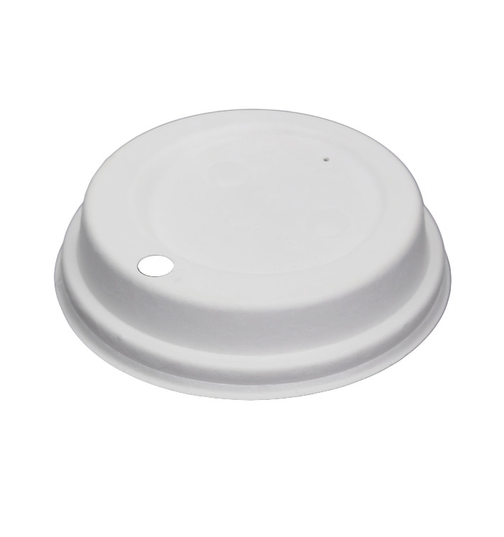 Pokrywka z Otworem Włókno Moulowanie Białe Ø9cm (1.200 Sztuk) Pokrywka z Otworem Włókno Moulowanie Białe Ø9cm (1.200 Sztuk)