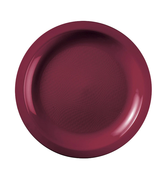 Talerz Plastikowe Płaski Bordeaux Round PP Ø185mm (50 Sztuk)