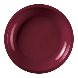 Talerz Plastikowe Płaski Bordeaux Round PP Ø220mm (50 Sztuk)