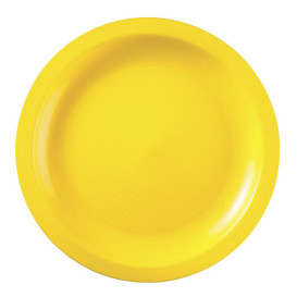 Talerz Plastikowe Płaski Żółty Round PP Ø22cm (600 Sztuk)