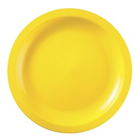 Talerz Plastikowe Płaski Żółty Round PP Ø22cm (25 Sztuk)