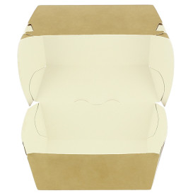 Opakowania Pudełka Burger XXL Kartonowe Kraft Podwójnym Zamknięciem 13x13x9cm (50 Sztuk)