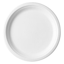 Talerz Trzciny Cukrowej Bagasse Białe Ø17,5 cm (50 Sztuk)