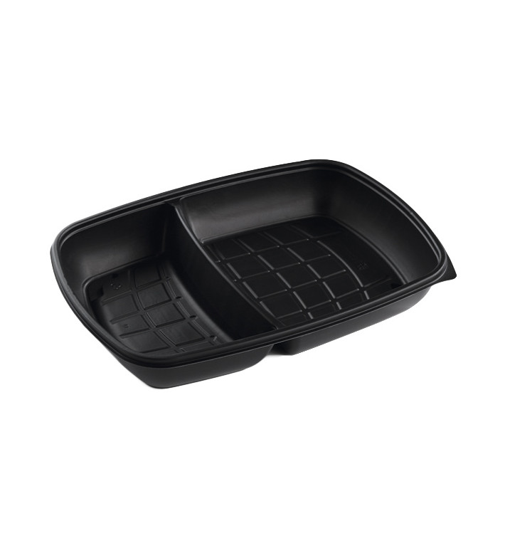 Pojemniki Plastikowe PP 2C Czarni 1300ml 28x20x4cm (50 Sztuk) Pojemniki Plastikowe PP 2C Czarni 1300ml 28x20x4cm (50 Sztuk)
