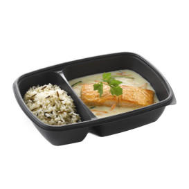 Pojemniki Plastikowe PP 2C Czarni 900ml 23x16,5x5cm (300 Sztuk)
