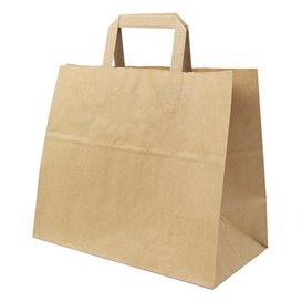 Miski Papierowe Kraft z Uchwytami Płaskis 70g/m² 32+22x26cm (50 Sztuk)