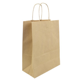 Torby Papierowe Kraft Hawanna z Uchwytami 100g/m² 24+12x31cm (50 Sztuk)