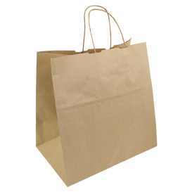 Torby Papierowe Kraft Hawanna z Uchwytami 100g/m² 32+20x32cm (200 Sztuk)