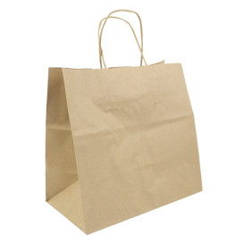 Torby Papierowe Kraft Hawanna z Uchwytami 100g/m² 28+16x27cm (50 Sztuk)