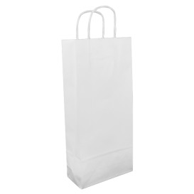 Torby Papierowe Białe na Butelki z Uchwytami 18+8x39cm (300 Sztuk)