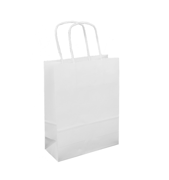 Torby Papierowe Kraft Białe z Uchwytami 100g/m² 18+8x24cm (25 Sztuk) Torby Papierowe Kraft Białe z Uchwytami 100g/m² 18+8x24cm (25 Sztuk)