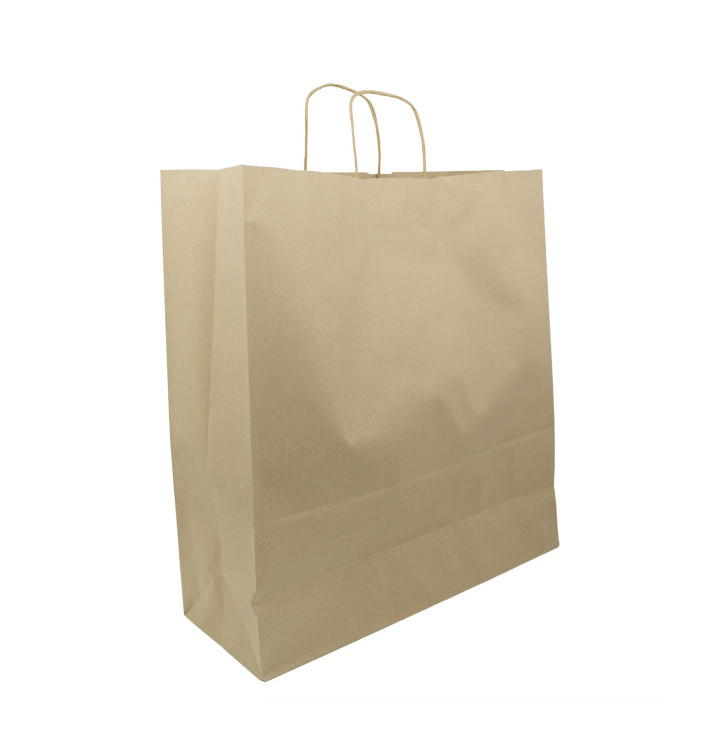 Torby Papierowe Kraft Brązowe z Uchwytami 100g/m² 44+15x46cm (25 Sztuk) Torby Papierowe Kraft Brązowe z Uchwytami 100g/m² 44+15x46cm (25 Sztuk)