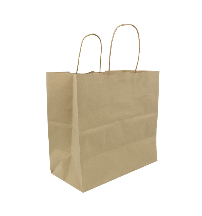 Torby Papierowe Kraft Brązowe z Uchwytami 100g/m² 27+14x26cm (25 Sztuk) Torby Papierowe Kraft Brązowe z Uchwytami 100g/m² 27+14x26cm (25 Sztuk)