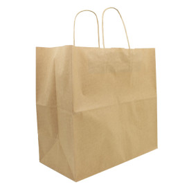 Torby Papierowe Kraft Brązowe z Uchwytami 90g/m² 32+16x31cm (50 Sztuk)