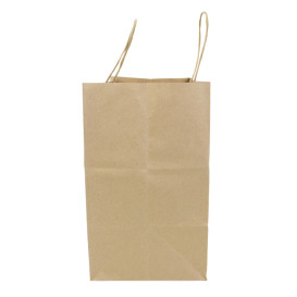Torby Papierowe Kraft Hawanna z Uchwytami 100g/m² 28+16x27cm (50 Sztuk)