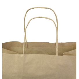 Torby Papierowe Kraft Hawanna z Uchwytami 100g/m² 28+16x27cm (50 Sztuk)