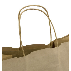Torby Papierowe Kraft Hawanna z Uchwytami 100g/m² 32+20x32cm (200 Sztuk)