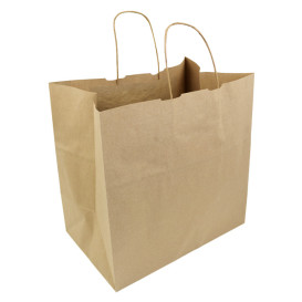 Torby Papierowe Kraft Hawanna z Uchwytami 100g/m² 32+20x32cm (200 Sztuk)