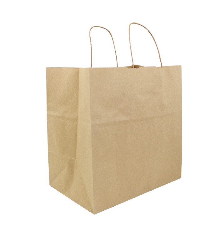 Torby Papierowe Kraft Hawanna z Uchwytami 100g/m² 32+20x32cm (200 Sztuk) Torby Papierowe Kraft Hawanna z Uchwytami 100g/m² 32+20x32cm (200 Sztuk)