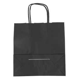 Miski Papierowe Kraft Czarni z Uchwytami 100g/m² 22+9x23cm (250 Sztuk)